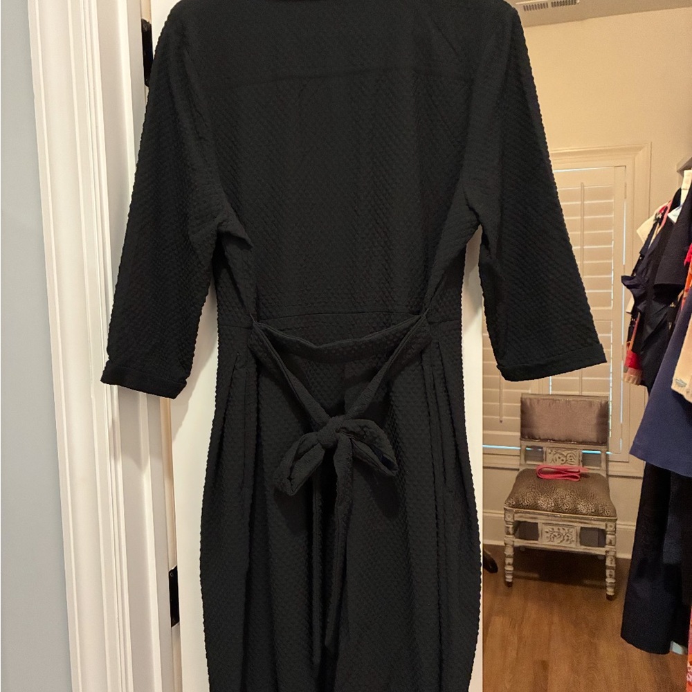Frances Valentine Bellini Waffle Dress Black Midi Office XL - Picture 4 of 5